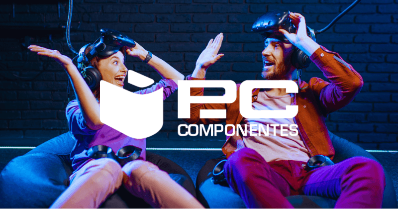 Two people playing video games, a man and a woman, who are celebrating their success.