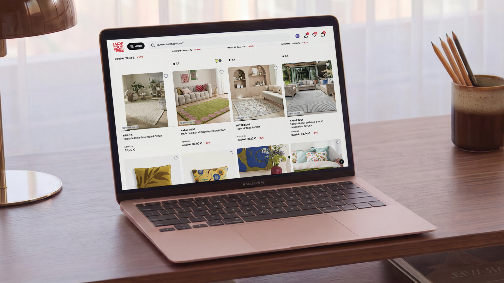 La Redoute France e-commerce website displaying home furnishings marketplace with AI-powered retail media integration