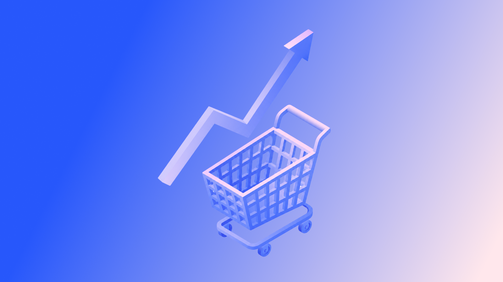 Growth arrow and shopping cart illustration representing peak season ecommerce readiness