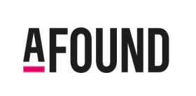 Afound logo — bold black wordmark with a pink accent bar under the letter A, on a white background.